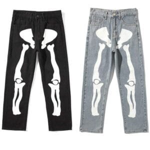 Mode Urbaine Artistique : Pantalons À Motif Squelettique Pour Un Style Audacieux Et Unique.