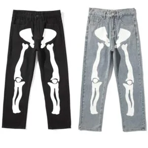 Mode Urbaine Artistique : Pantalons À Motif Squelettique Pour Un Style Audacieux Et Unique.