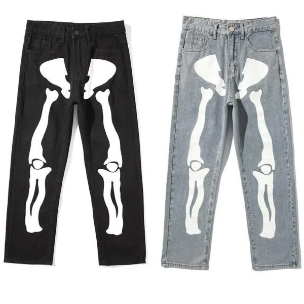 Mode Urbaine Artistique : Pantalons À Motif Squelettique Pour Un Style Audacieux Et Unique.