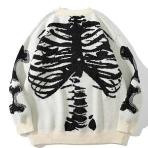 Pull audacieux avec motif squelettique en off-white pour une touche tendance et originale.