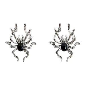 Boucles Doreilles Spider Avec Pierres Noires, Élégantes Et Audacieuses Pour Un Style Gothique.