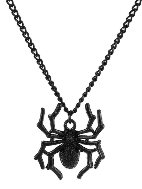 Collier Araignée Noir Élégant, Bijou Gothique Pour Un Style Unique Et Mystérieux.