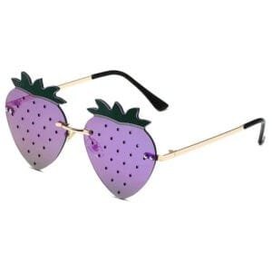 Lunettes De Soleil Fantaisie En Forme De Fraise Avec Verres Violets Et Design Original.