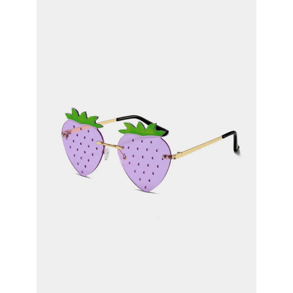 Lunettes De Soleil En Forme De Fraise Avec Verres Violets, Audacieuses Et Amusantes Pour Lété.