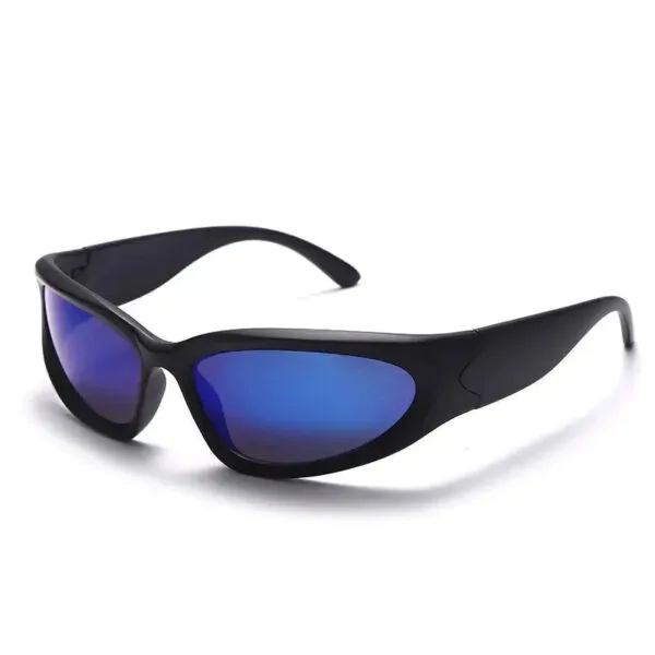 Lunettes De Soleil Modernes Noires Et Bleues, Alliant Style Et Confort Pour Toutes Les Occasions.