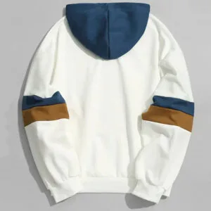 Haut De Sweat Tendance Blanc Et Bleu Avec Rayures, Idéal Pour Un Look Décontracté.