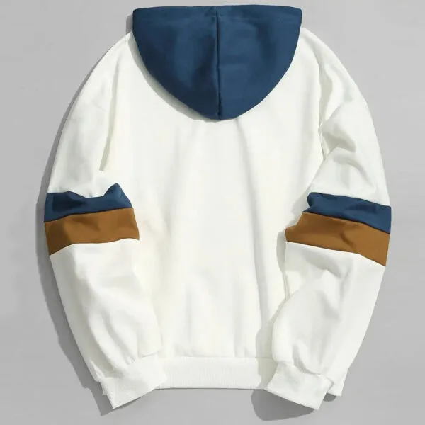 Haut De Sweat Tendance Blanc Et Bleu Avec Rayures, Idéal Pour Un Look Décontracté.