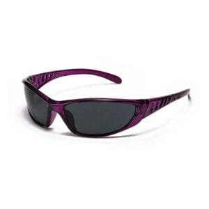 Lunettes de soleil sportives violettes, modernes et protectrices contre les UV.