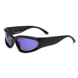 Lunettes Modernes Noires Avec Verres Violets, Idéales Pour Le Sport Et Un Style Audacieux.