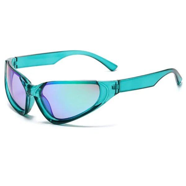 Lunettes Chic Teal En Forme De Chat Avec Verres Iridescents Et Tendance Y2K.