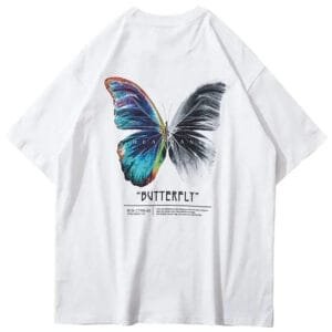 T Shirt Butterfly Art Oversized White Y2K Y2Kstylefr Y2Kstyle.fr