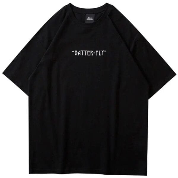 T-Shirt Noir Oversize Avec Slogan Datter-Flt Pour Un Style Décontracté Et Moderne.