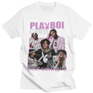 T-Shirt Playboi Carti En Collage : Mode Hip-Hop Audacieuse Et Dynamique.