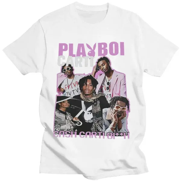 T-Shirt Playboi Carti En Collage : Mode Hip-Hop Audacieuse Et Dynamique.