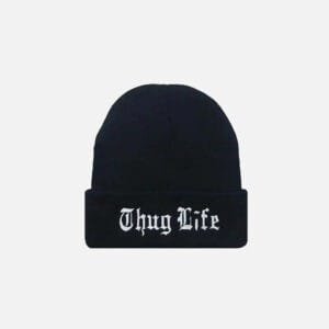 Beanie noir Thug Life : accessoire tendance pour un look urbain décontracté.