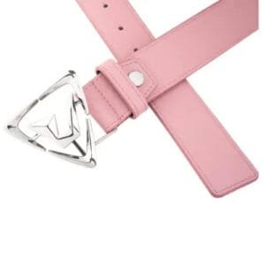 Ceinture Pink Chic Avec Boucle Triangulaire, Parfaite Pour Un Style Moderne Et Polyvalent.